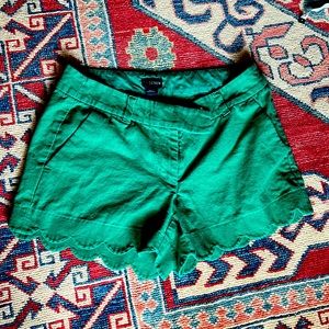 J. Crew Kelly Green Scalloped Shorts